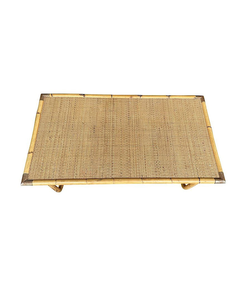 Mid Century Bamboo Coffee Table by Dal Vera, folding coffee table with brass corners - Mid Century Furniture London