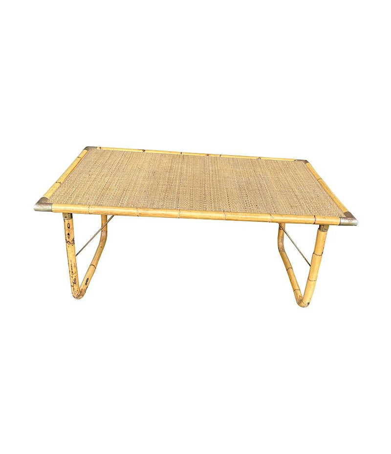 Mid Century Bamboo Coffee Table by Dal Vera, folding coffee table with brass corners - Mid Century Furniture London
