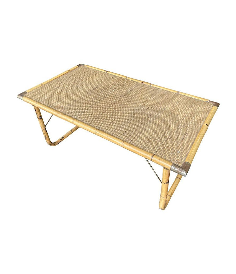 Mid Century Bamboo Coffee Table by Dal Vera, folding coffee table with brass corners - Mid Century Furniture London