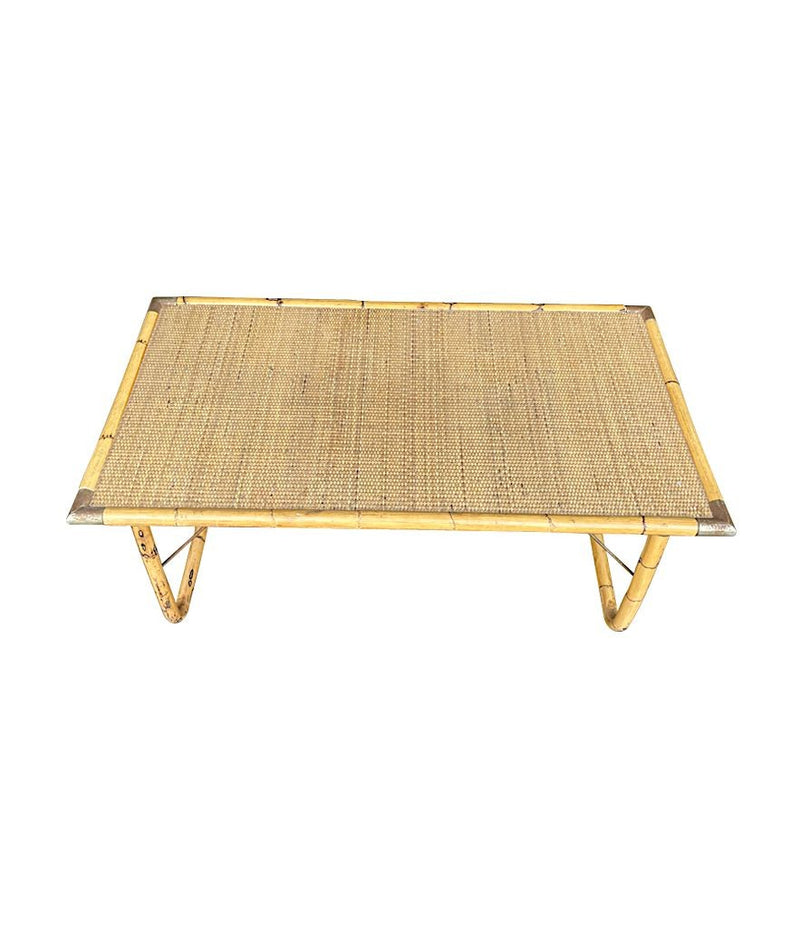 Mid Century Bamboo Coffee Table by Dal Vera, folding coffee table with brass corners - Mid Century Furniture London