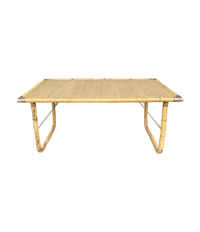 Mid Century Bamboo Coffee Table by Dal Vera, folding coffee table with brass corners - Mid Century Furniture London
