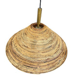 Mid Century ceiling light pencil reed bamboo and brass - Italian - 1970s