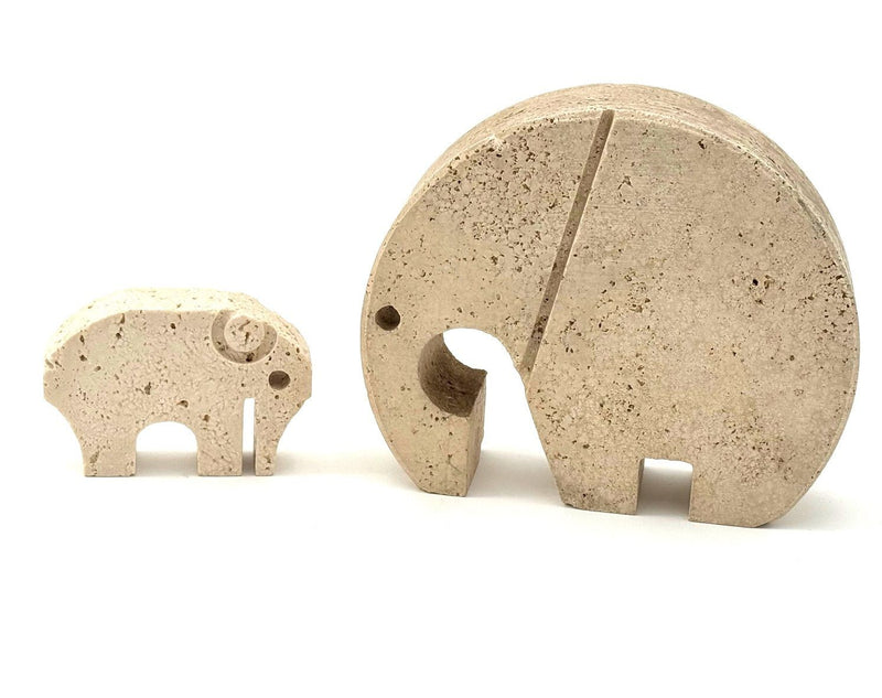 Pair of carved travertine elephants by Fratelli Mannelli - 1970s - Italian