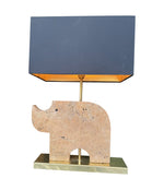 Mid Century Table lamp in the shape of a travertine rhino by Frattelli Mannelli - Italian