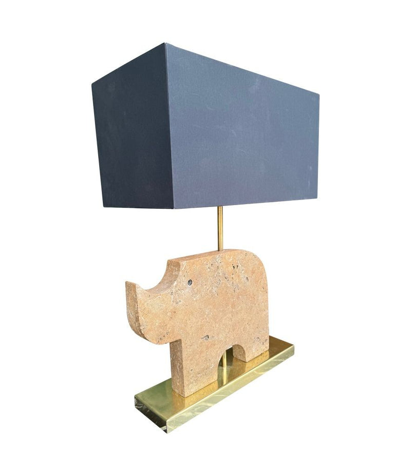 Mid Century Table lamp in the shape of a travertine rhino by Frattelli Mannelli - Italian