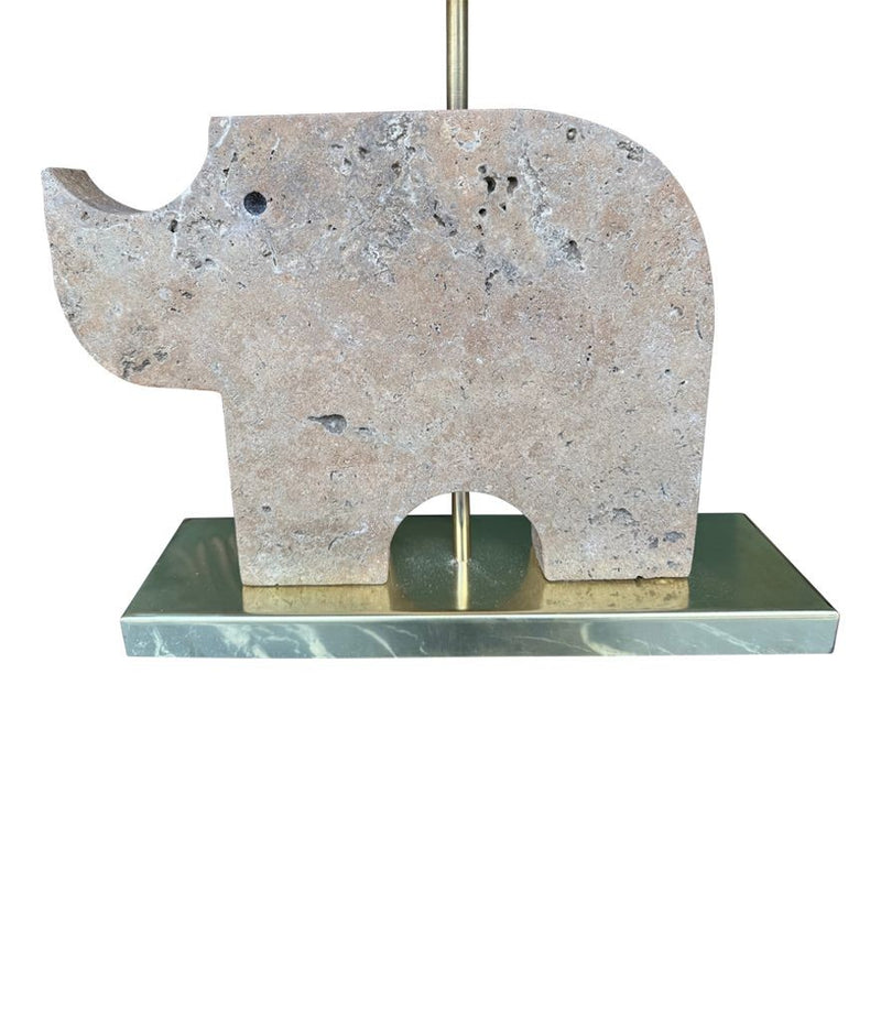 Mid Century Table lamp in the shape of a travertine rhino by Frattelli Mannelli - Italian