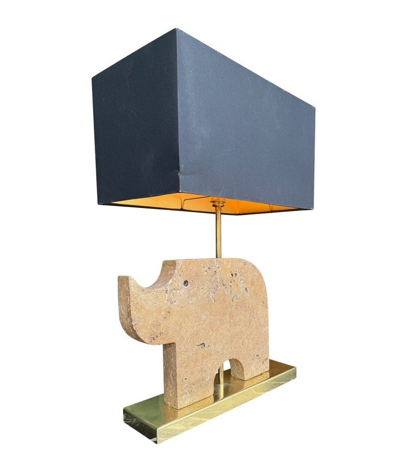 Mid Century Table lamp in the shape of a travertine rhino by Frattelli Mannelli - Italian