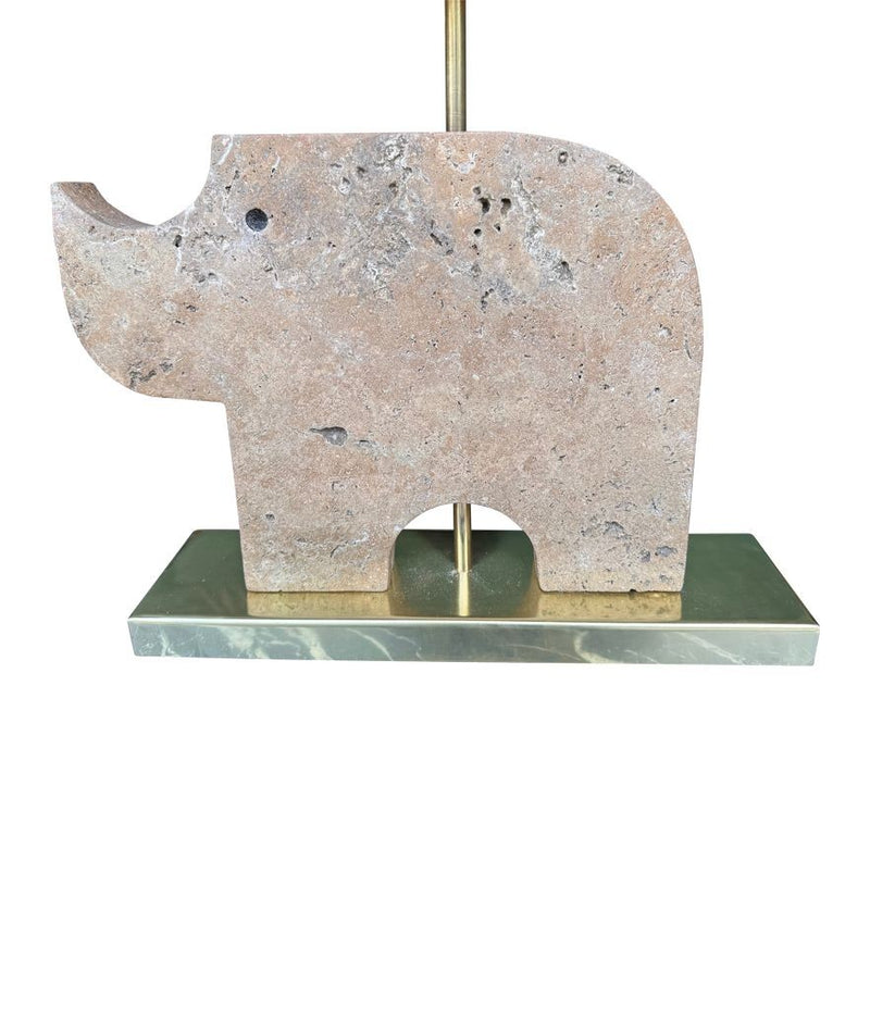 Mid Century Table lamp in the shape of a travertine rhino by Frattelli Mannelli - Italian