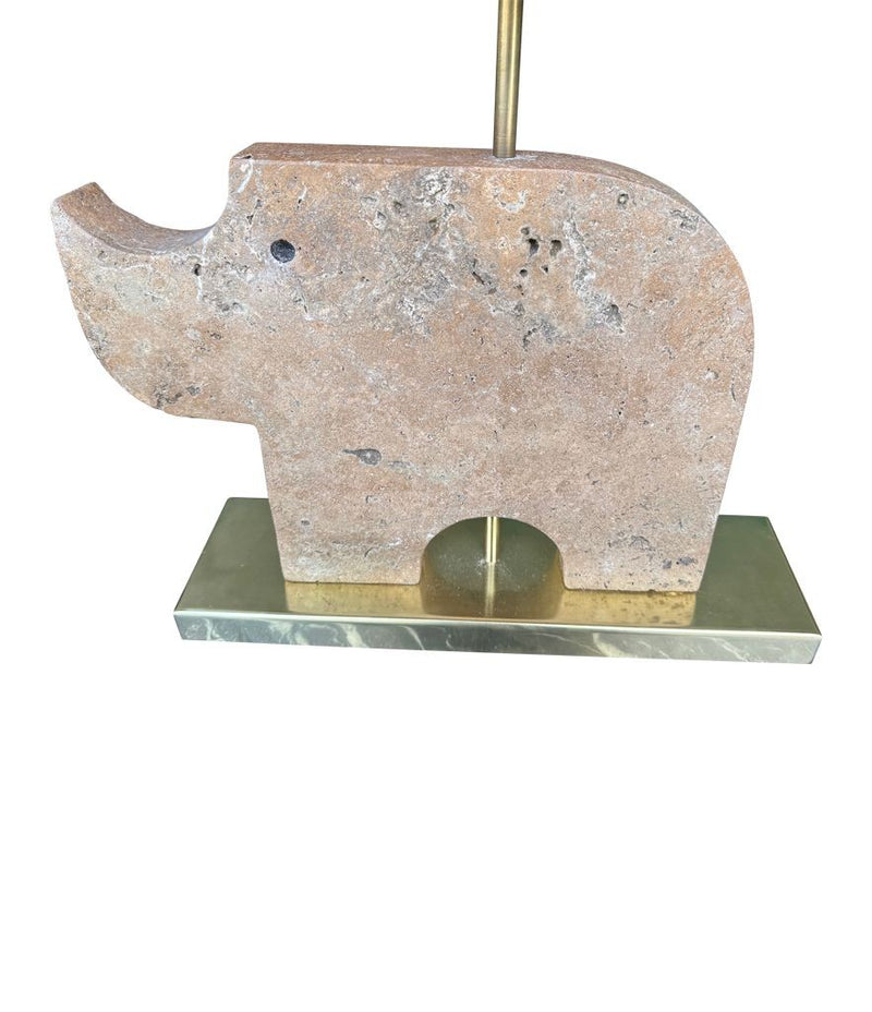 Mid Century Table lamp in the shape of a travertine rhino by Frattelli Mannelli - Italian