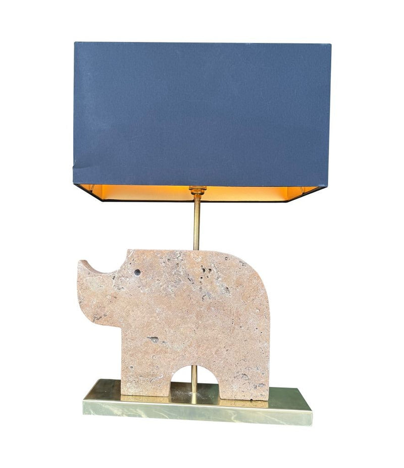 Mid Century Table lamp in the shape of a travertine rhino by Frattelli Mannelli - Italian