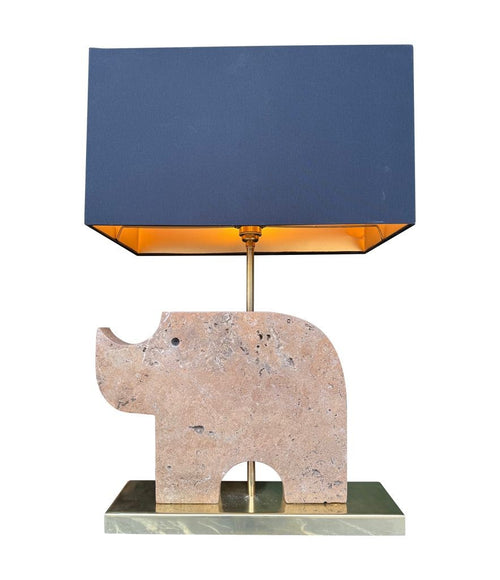 Mid Century Table lamp in the shape of a travertine rhino by Frattelli Mannelli - Italian