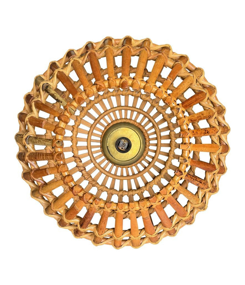 Mid century ceiling light bamboo and brass by Bonacina Italian 1970s