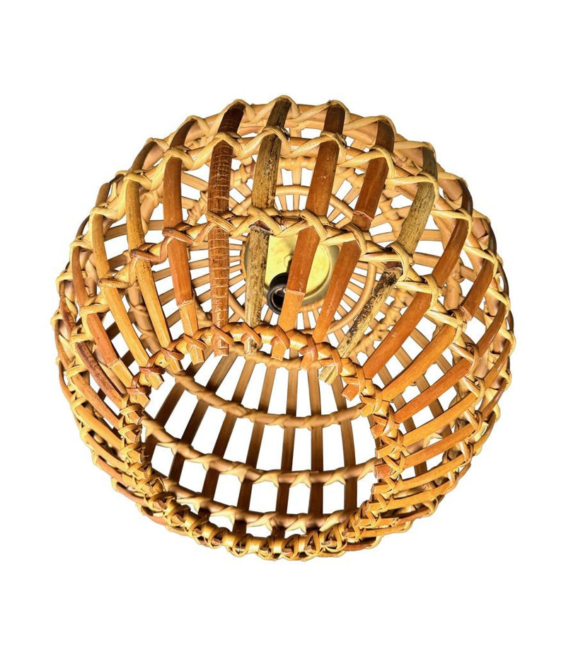 Mid century ceiling light bamboo and brass by Bonacina Italian 1970s