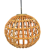 Mid century ceiling light bamboo and brass by Bonacina Italian 1970s