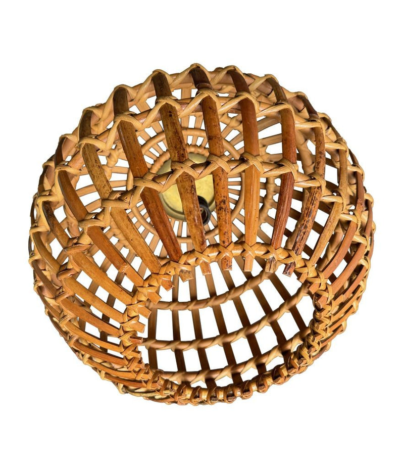 Mid century ceiling light bamboo and brass by Bonacina Italian 1970s