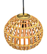 Mid century ceiling light bamboo and brass by Bonacina Italian 1970s