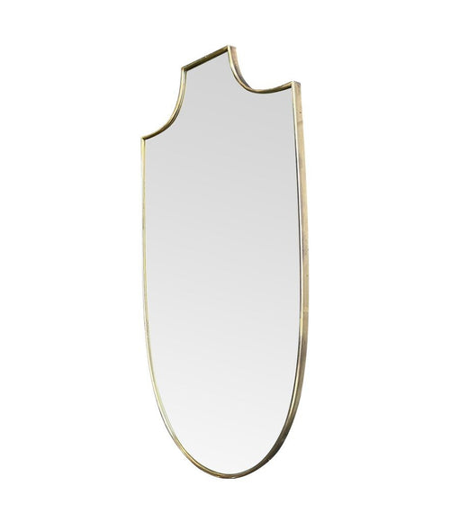 Mid Century Italian brass framed shield mirror 1950s