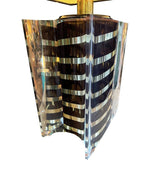 Large mid century table lamp Romeo Rega made of lucite and brass with chocolate and brass stripes - 1970s - 1970s table lamps