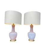 Mid Century table lamps lavender opaline Murano glass by Cenedese - 1960s - Italian