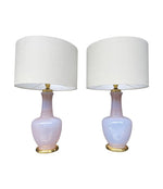 Mid Century table lamps lavender opaline Murano glass by Cenedese - 1960s - Italian