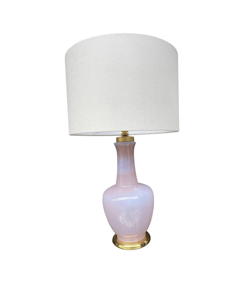 Mid Century table lamps lavender opaline Murano glass by Cenedese - 1960s - Italian