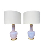 Mid Century table lamps lavender opaline Murano glass by Cenedese - 1960s - Italian