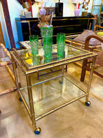 Mid Century Bar Trolley - faux bamboo – brass - 1970s - Italian