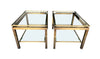 Mid Century Guy Lefevre style gilt metal side tables - 1970s French