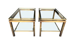 Mid Century Guy Lefevre style gilt metal side tables - 1970s French