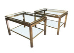 Mid Century Guy Lefevre style gilt metal side tables - 1970s French