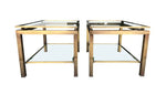 Mid Century Guy Lefevre style gilt metal side tables - 1970s French