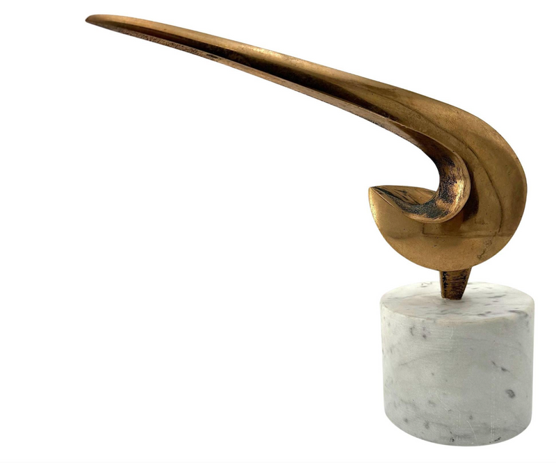 Mid century bronze sculpture abstract Italian mounted on circular Carrara marble base - 1960s