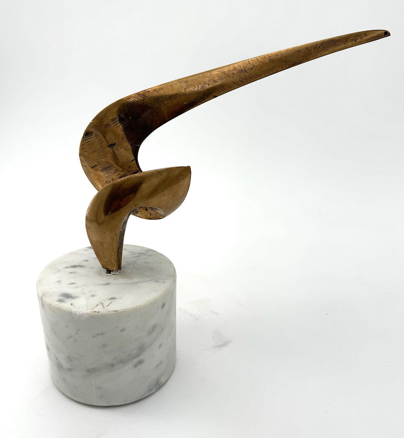 Mid century bronze sculpture abstract Italian mounted on circular Carrara marble base - 1960s