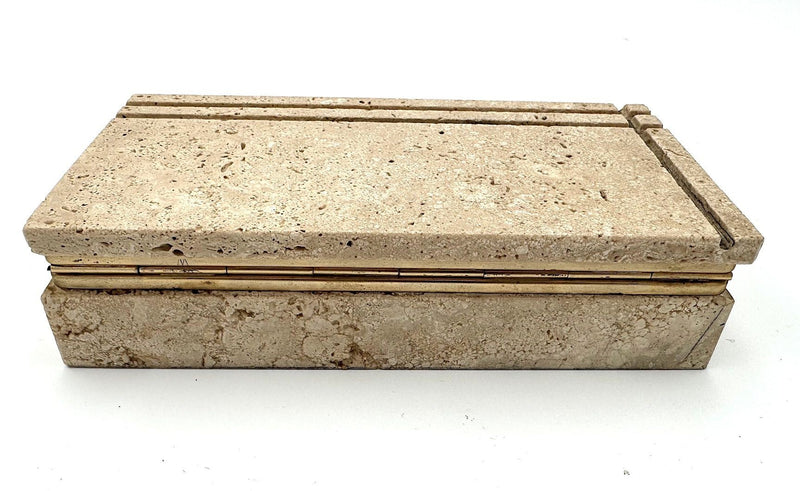 Mid century travertine jewellery box with gilt metal - Italian - 1970s