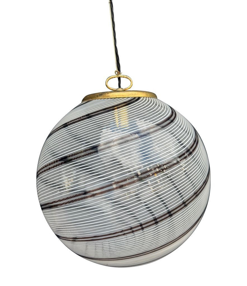Mid Century ceiling light Venini Murano glass swirl with brass top fittings
