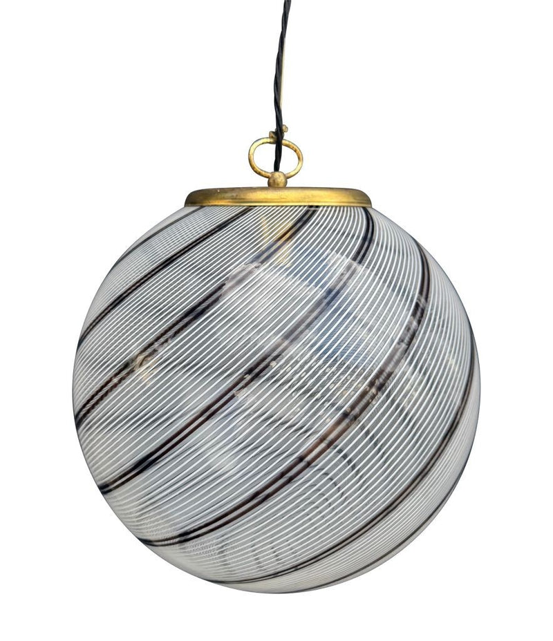 Mid Century ceiling light Venini Murano glass swirl with brass top fittings