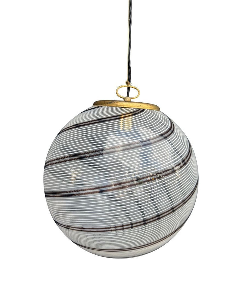 Mid Century ceiling light Venini Murano glass swirl with brass top fittings