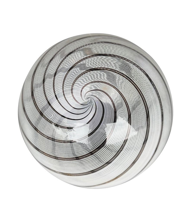 Mid Century ceiling light Venini Murano glass swirl with brass top fittings