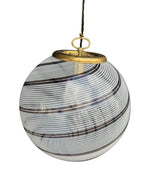Mid Century ceiling light Venini Murano glass swirl with brass top fittings