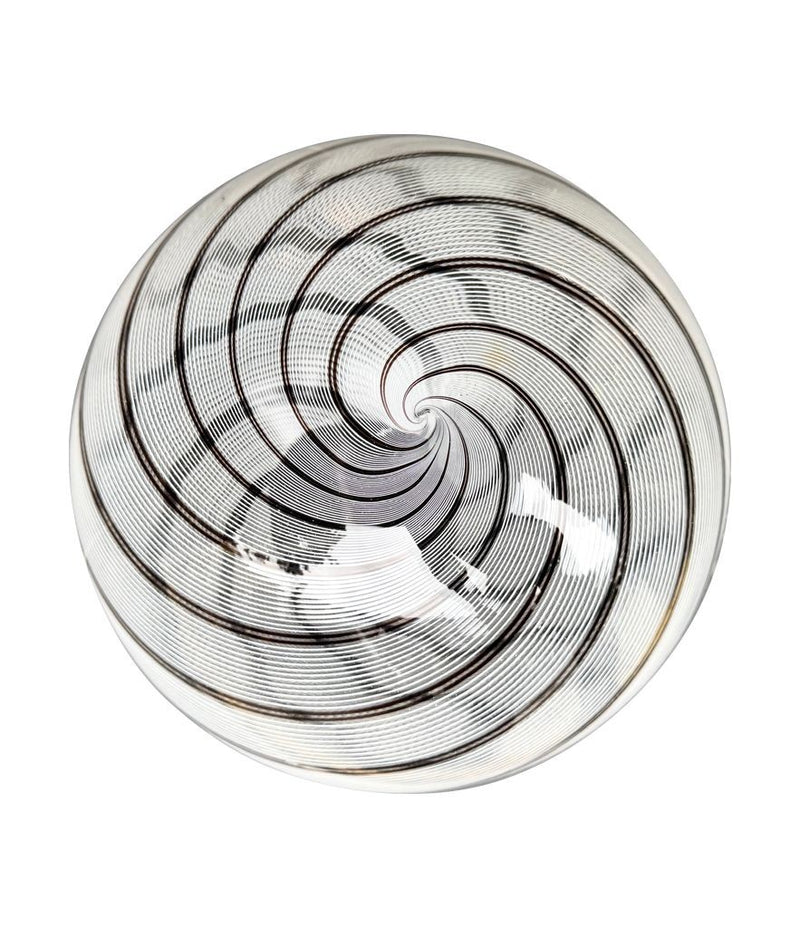 Mid Century ceiling light Venini Murano glass swirl with brass top fittings