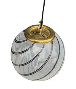 Mid Century ceiling light Venini Murano glass swirl with brass top fittings