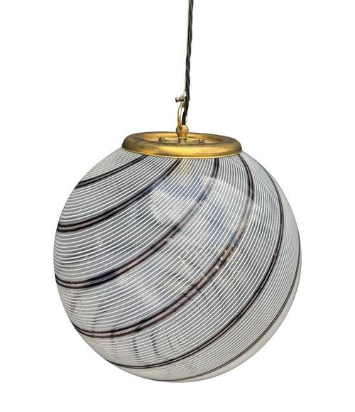 Mid Century ceiling light Venini Murano glass swirl with brass top fittings