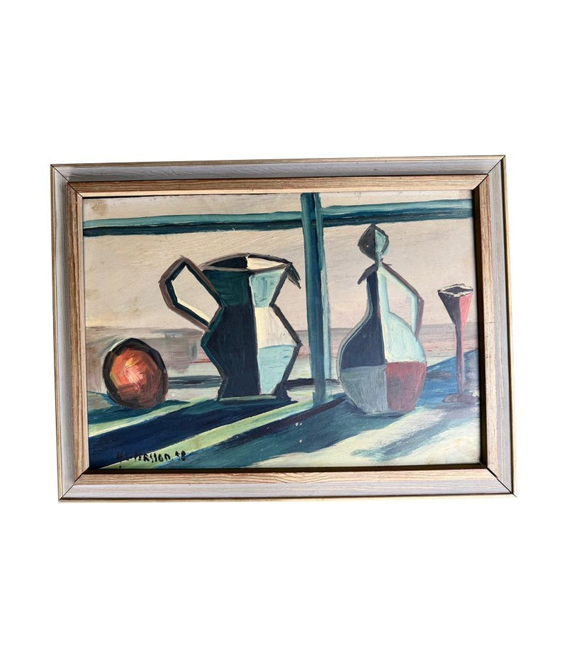 Mid Century still life painting by Harry Lennart Persson oil on board