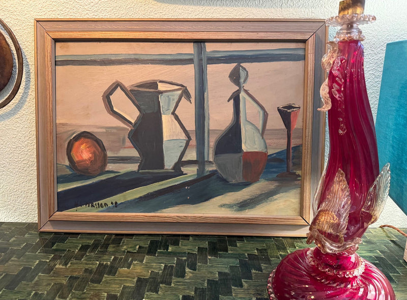 Mid Century still life painting by Harry Lennart Persson oil on board