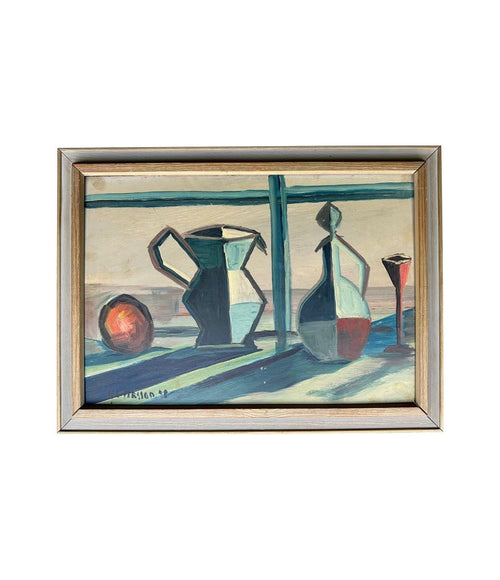 Mid Century still life painting by Harry Lennart Persson oil on board