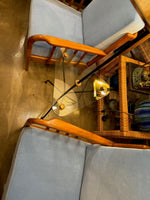 Mid century floor lamp black lacquer and brass tripod design with glass centre table - French - 1950s - Mid Century Lighting