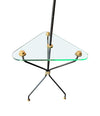 Mid century floor lamp black lacquer and brass tripod design with glass centre table - French - 1950s - Mid Century Lighting