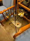 Mid century floor lamp black lacquer and brass tripod design with glass centre table - French - 1950s - Mid Century Lighting