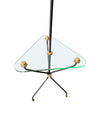 Mid century floor lamp black lacquer and brass tripod design with glass centre table - French - 1950s - Mid Century Lighting