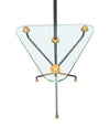 Mid century floor lamp black lacquer and brass tripod design with glass centre table - French - 1950s - Mid Century Lighting